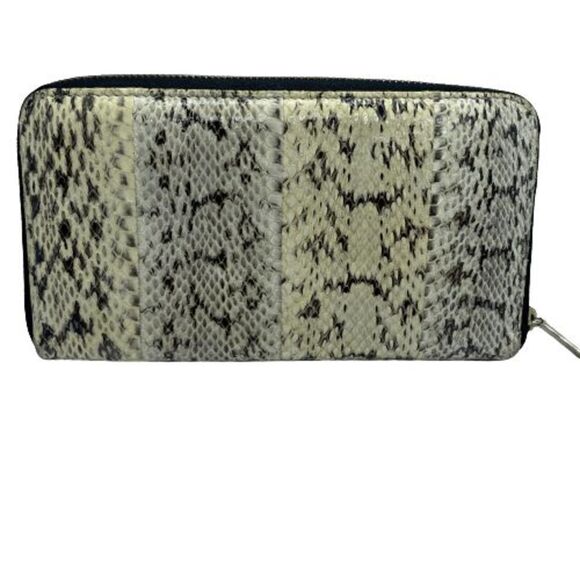 Authentic Jimmy Choo Snake Print Leather Long Zip Around Wallet / Clutch - Picture 2 of 11